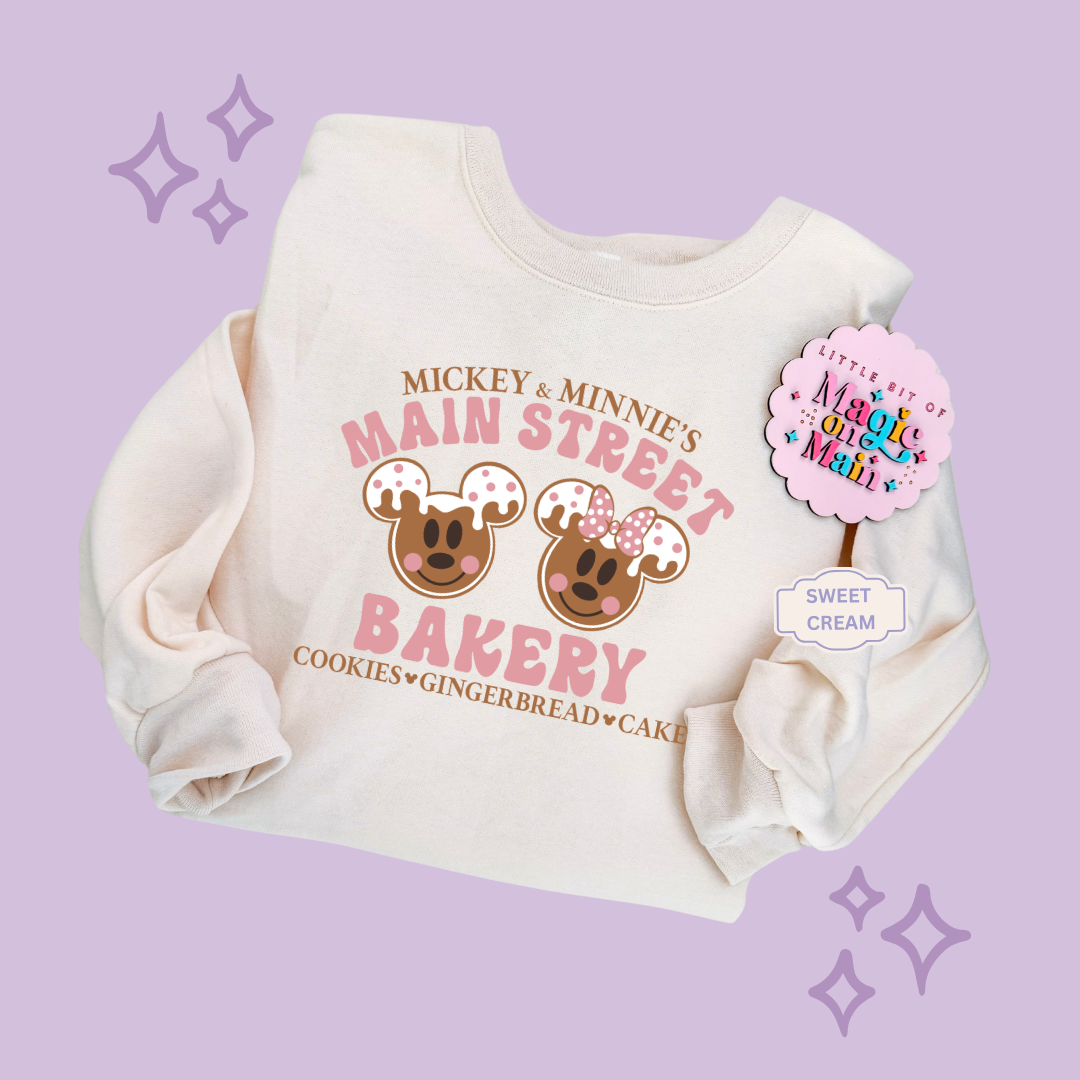 PRINTED MAIN STREET BAKERY PINK  - ADULT SWEATSHIRT