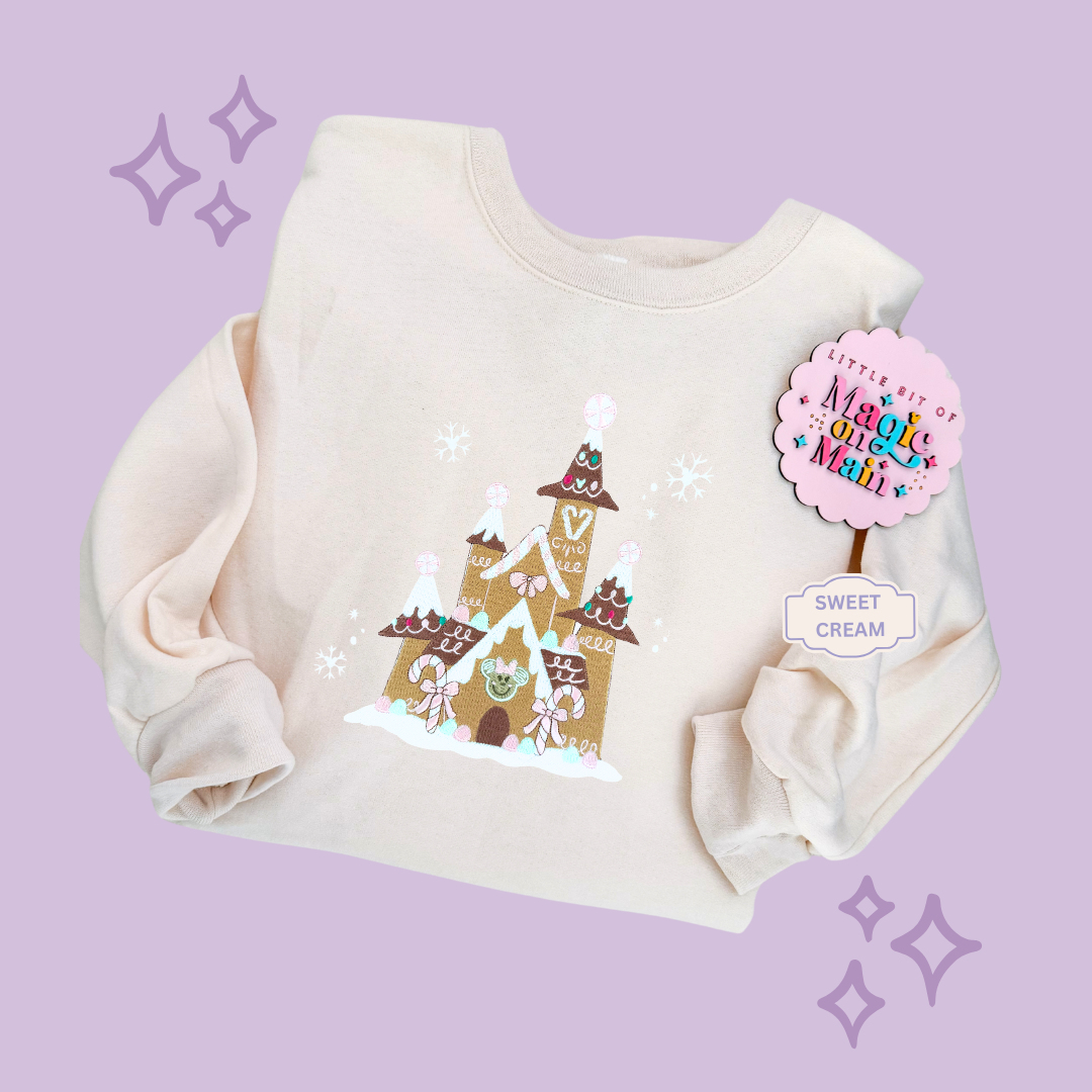 EMBROIDERED GINGERBREAD CASTLE - EXCLUSIVE TO MoM - ADULT SWEATSHIRT