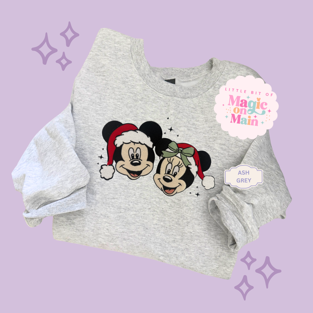 EMBROIDERED MICKEY & MINNIE CHRISTMAS - ADULT SWEATSHIRT