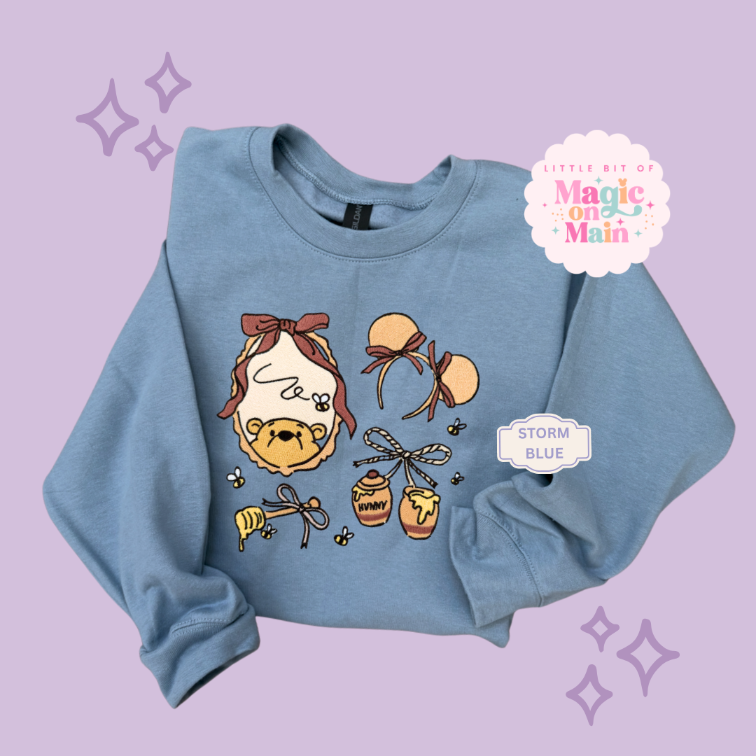 EMBROIDERED POOH COQUETTE - ADULT SWEATSHIRT