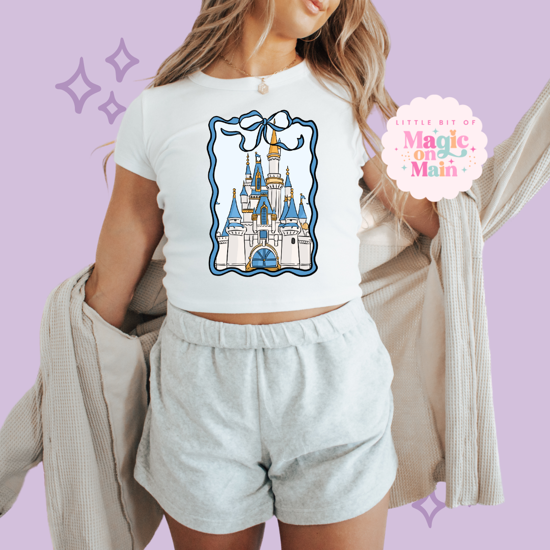 PRINTED DWORLD COQUETTE - WOMENS CROPPED RIBBED BABY TEE