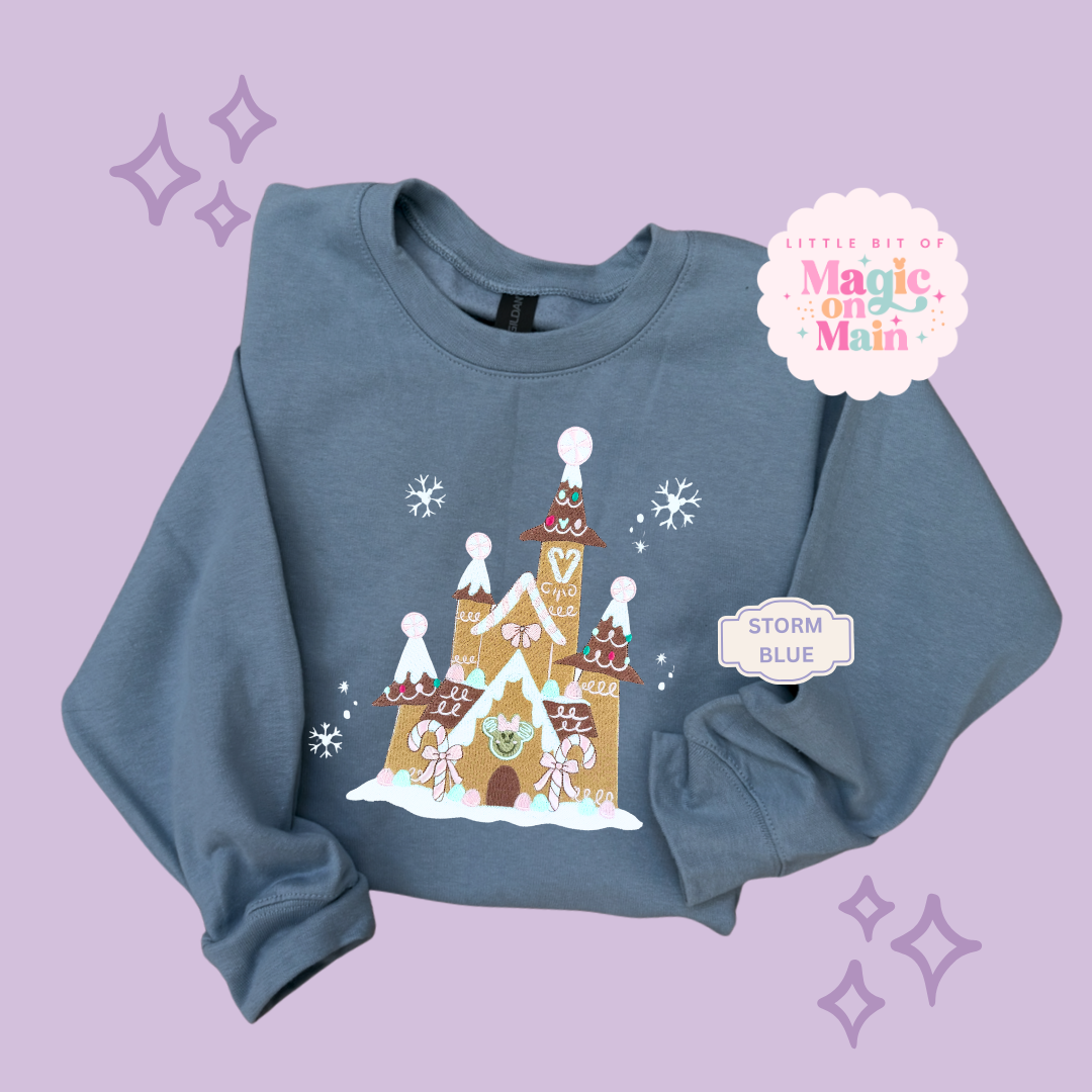 EMBROIDERED GINGERBREAD CASTLE - EXCLUSIVE TO MoM - ADULT SWEATSHIRT