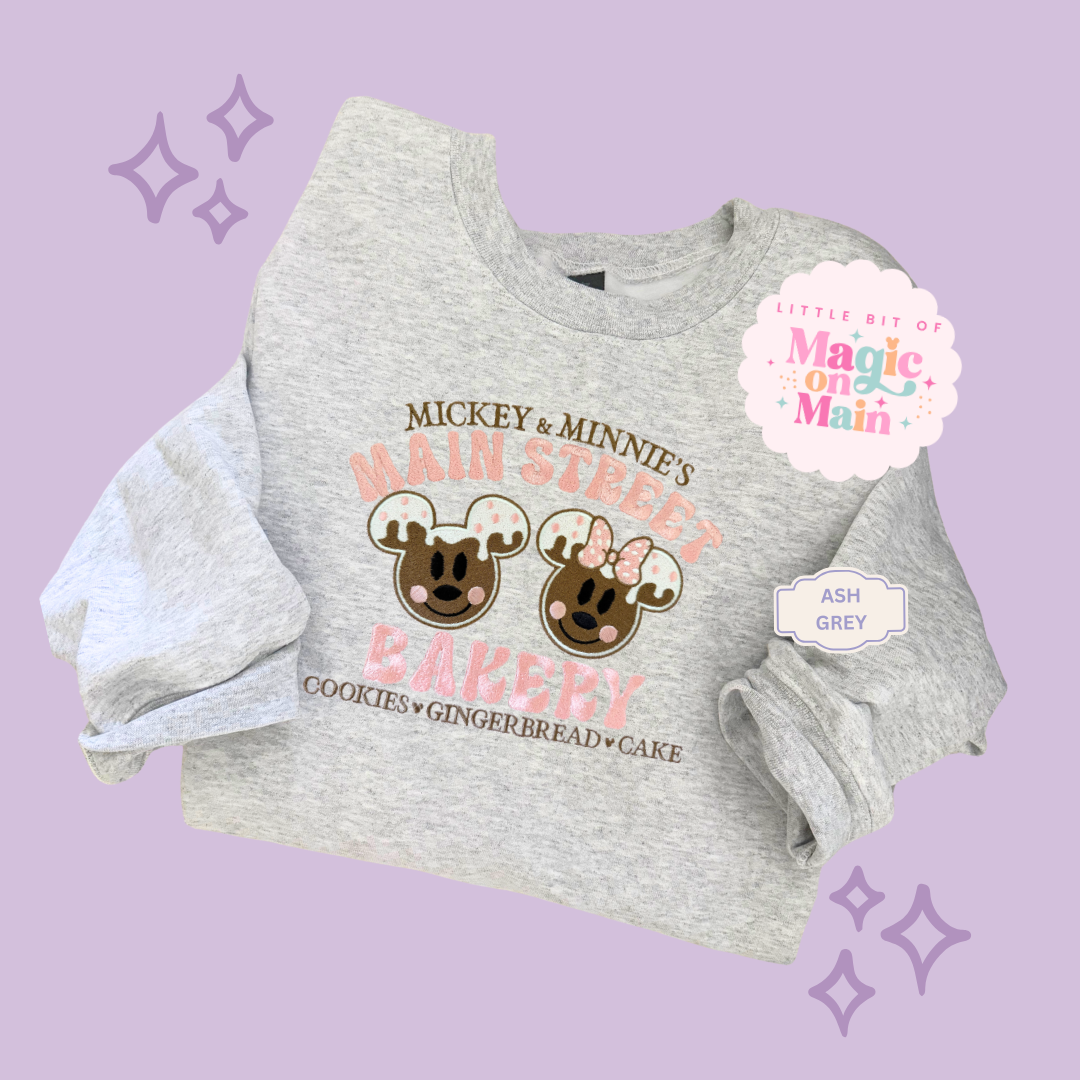 EMBROIDERED MAIN STREET BAKERY PINK - ADULT SWEATSHIRT