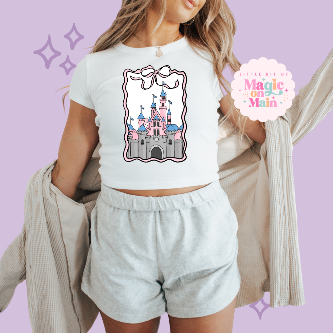 PRINTED DLAND COQUETTE - WOMENS CROPPED RIBBED BABY TEE