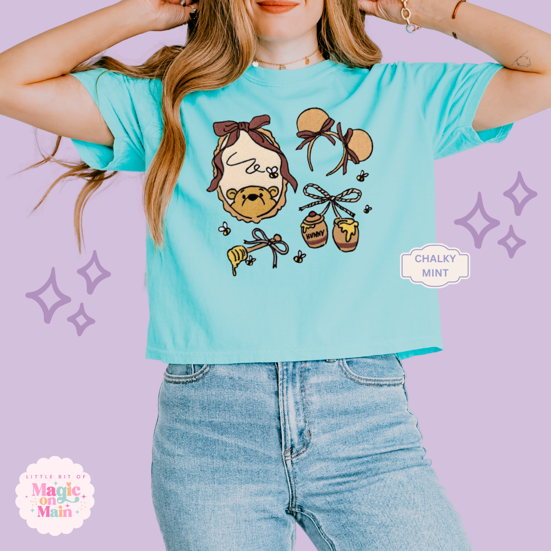 EMBROIDERED WINNIE THE POOH COQUETTE  - WOMENS BOXY T-SHIRT