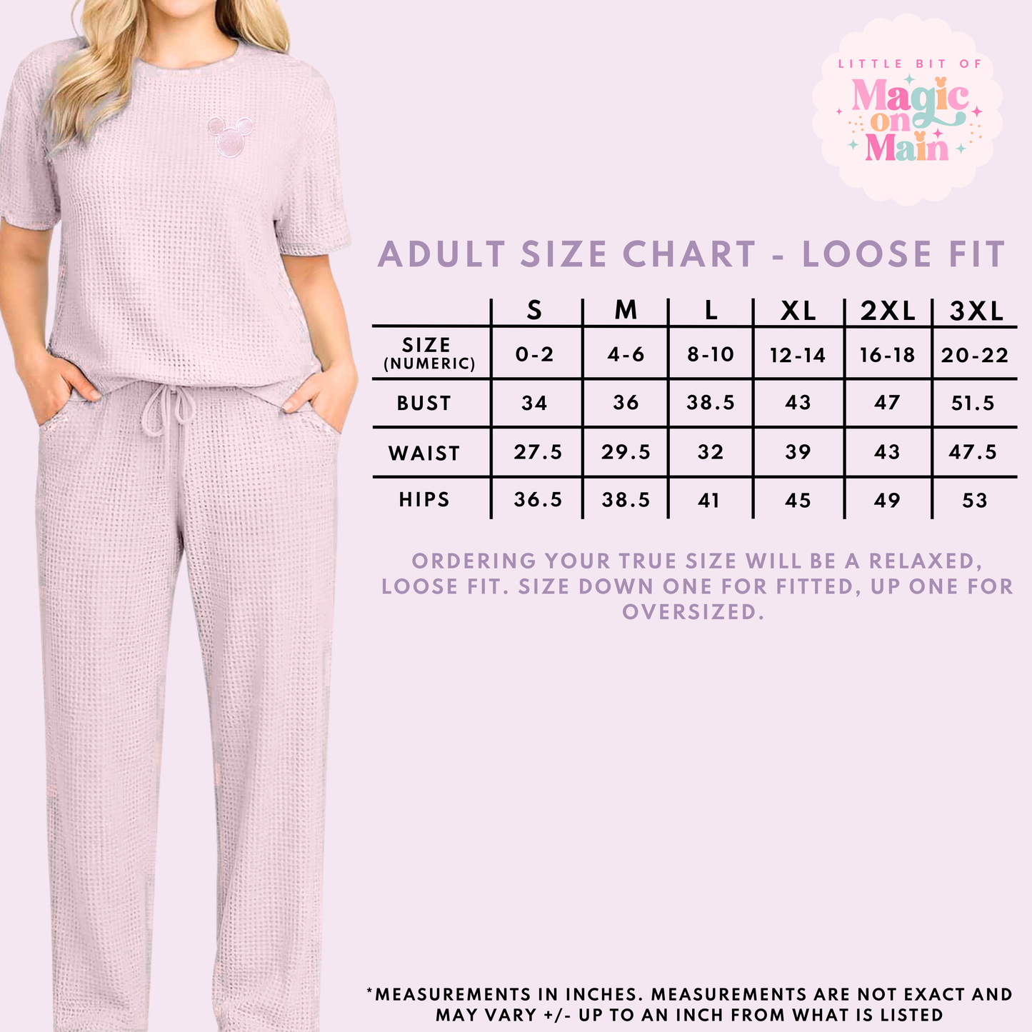 RTS - SOFT ORCHID - LOOSE WAFFLE TEXTURE BAMBOO LOUNGEWEAR