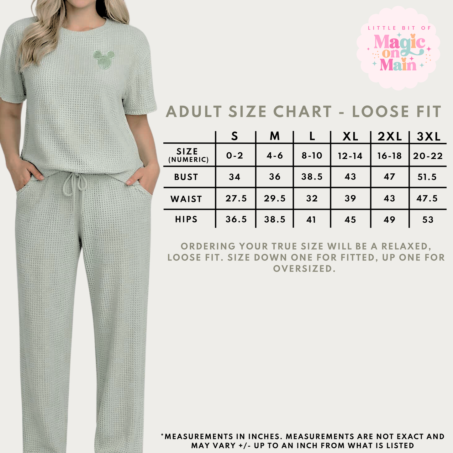 RTS - DUSTY SAGE - LOOSE WAFFLE TEXTURE BAMBOO LOUNGEWEAR