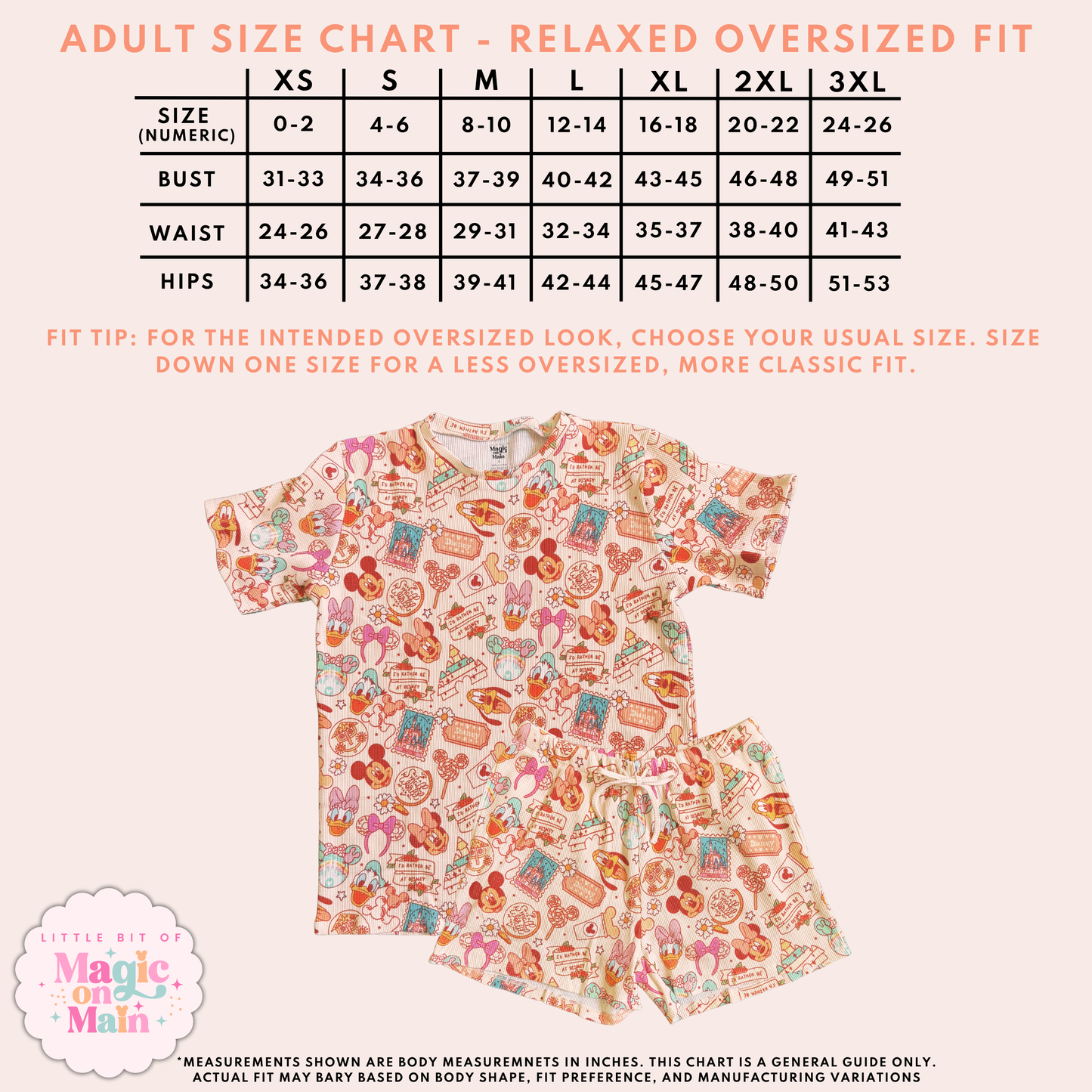RTS OPEN BAG ADULT WAFFLE LOUNGE SET - SIZE ADULT S - PARK GIRLIE PRINT - WILL NOT COME IN ORIGINAL PACKAGING, USED AS MARKET/BOUTIQUE DISPLAY