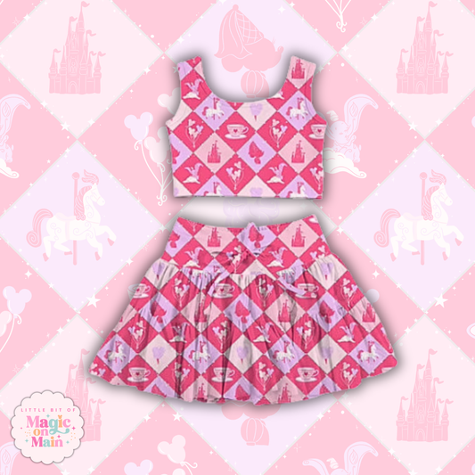 PREORDER PINK FANTASYLND  - TWO PIECE CROPPED RUFFLE DRESS - EXCLUSIVE TO MoM - ANTICIPATED SHIP DATE MID TO LATE OCTOBER