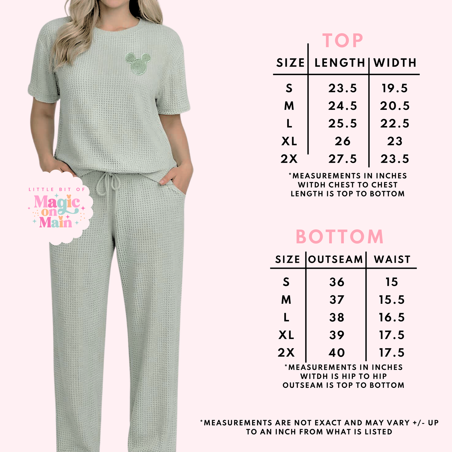 RTS - DUSTY SAGE - LOOSE WAFFLE TEXTURE BAMBOO LOUNGEWEAR