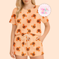 PREORDER ONLY - ANTICIPATED SHIP DATE JULY 15TH - 31ST- ORANGE PUMPKIN HEAVYWEIGHT COTTON WAFFLE KNIT LOUNGEWEAR