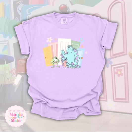 RTS PRINTED KIDS MONSTERS - SIZE YOUTH S, M, L - ORCHID COMFORT COLORS TEE