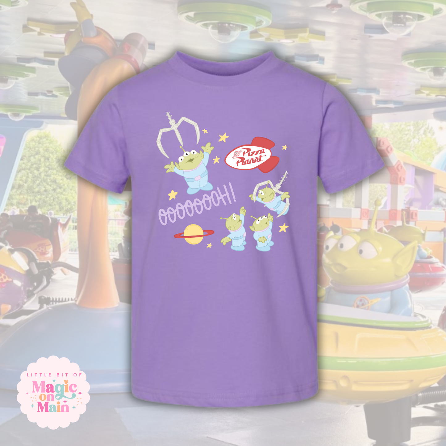 RTS PRINTED KIDS ALIENS - SIZES 2T, 5/6T - LAVENDER RABBIT SKINS TEE
