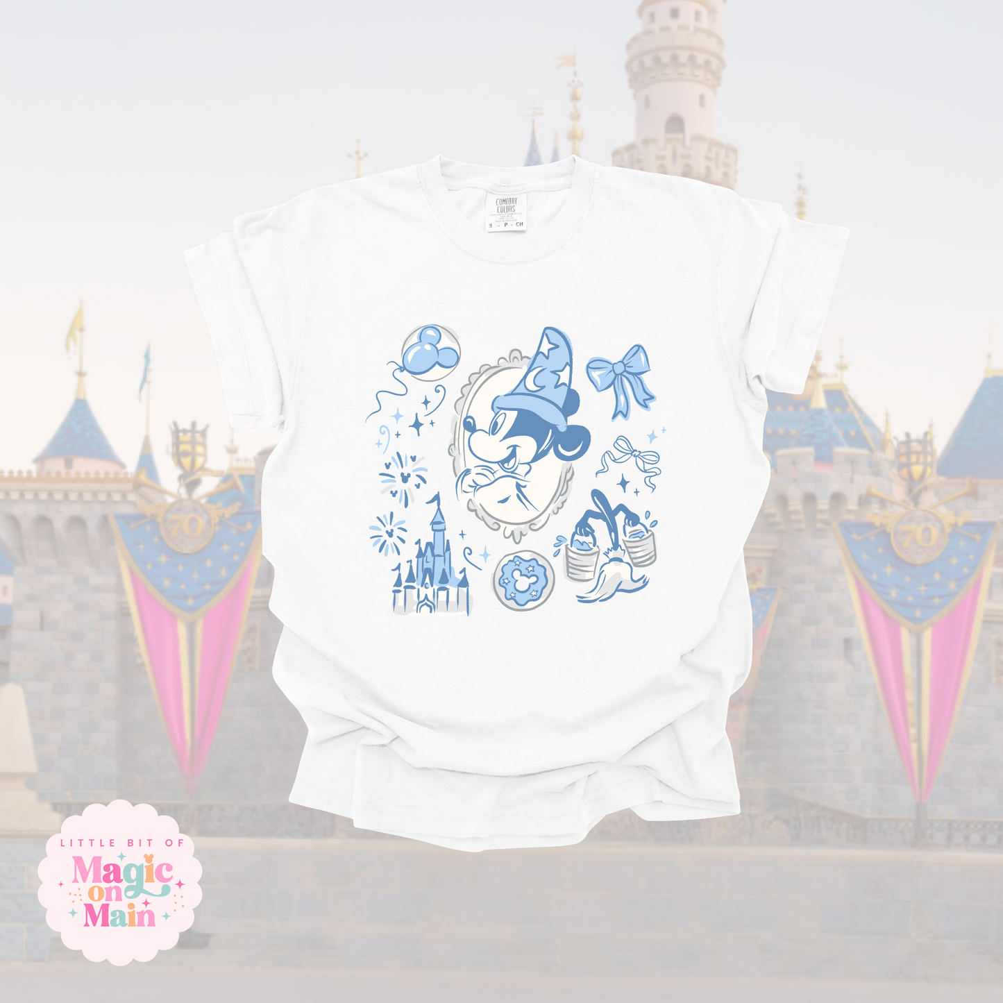 RTS PRINTED BLUE SORCERER - SIZE ADULT L - WHITE COMFORT COLORS TEE