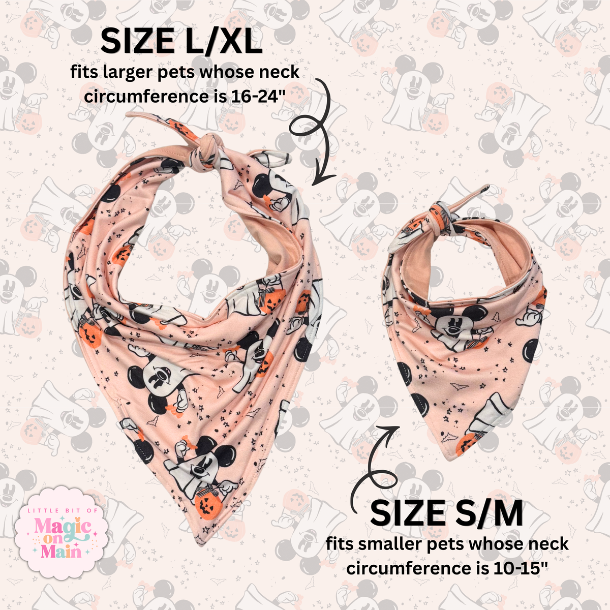 RTS - SPOOKY MOUSE BAMBOO PET BANDANA - FINAL SALE