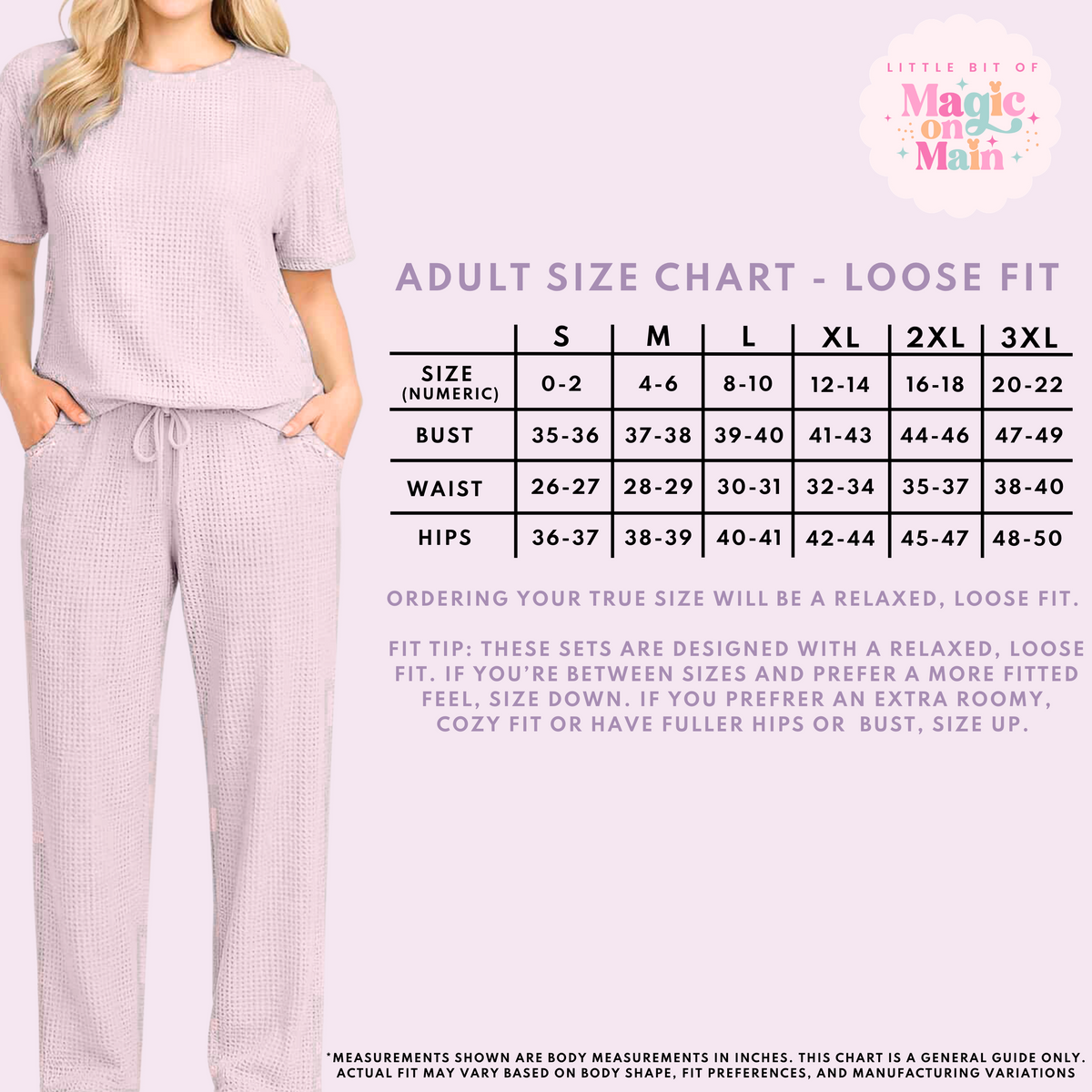 RTS - SOFT ORCHID - LOOSE WAFFLE TEXTURE BAMBOO LOUNGEWEAR