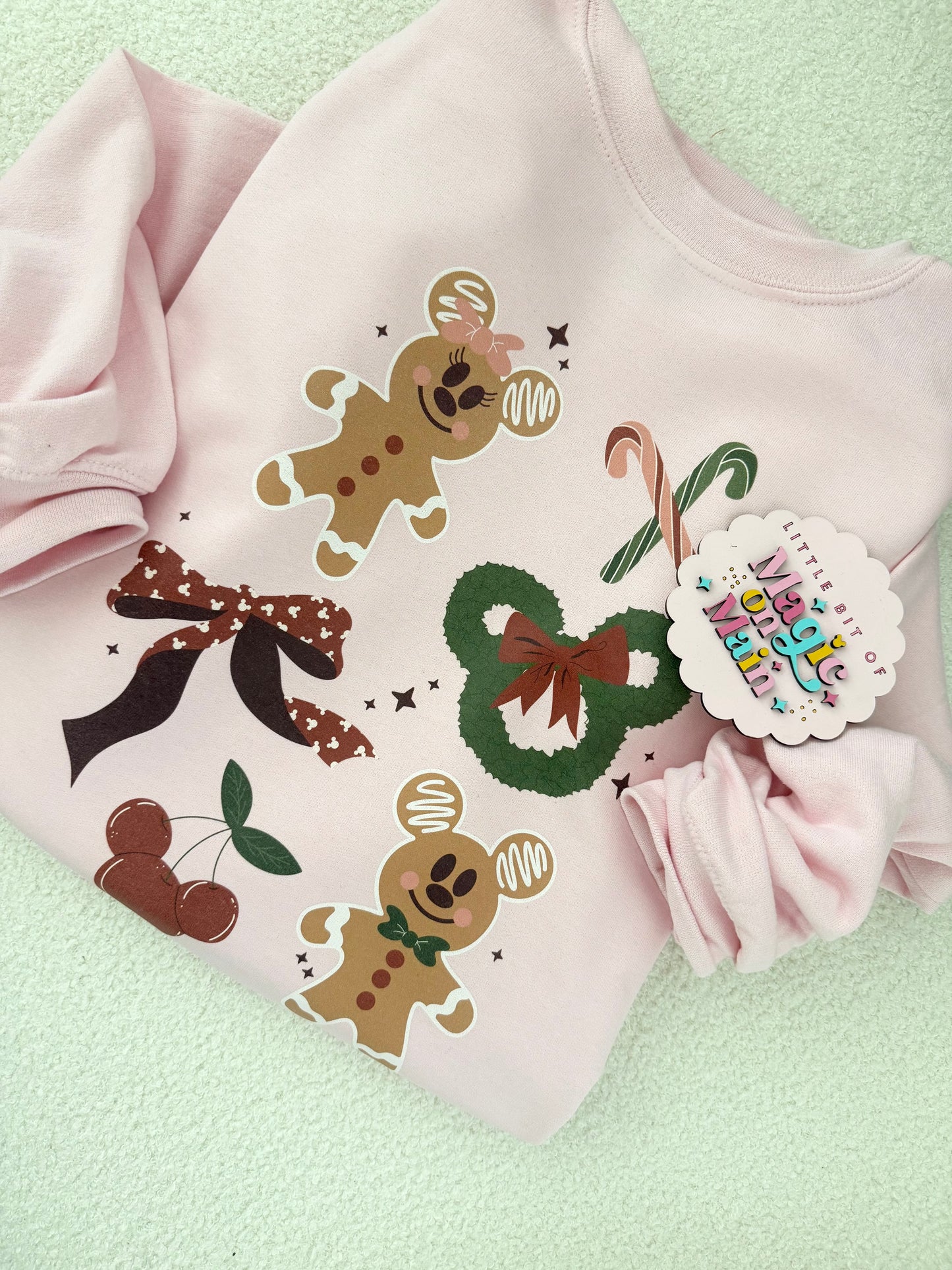 RTS PRINTED VERY MERRY - SIZE S  - PINK GILDAN SWEATSHIRT