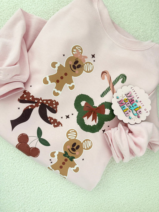 RTS PRINTED VERY MERRY - SIZE S  - PINK GILDAN SWEATSHIRT