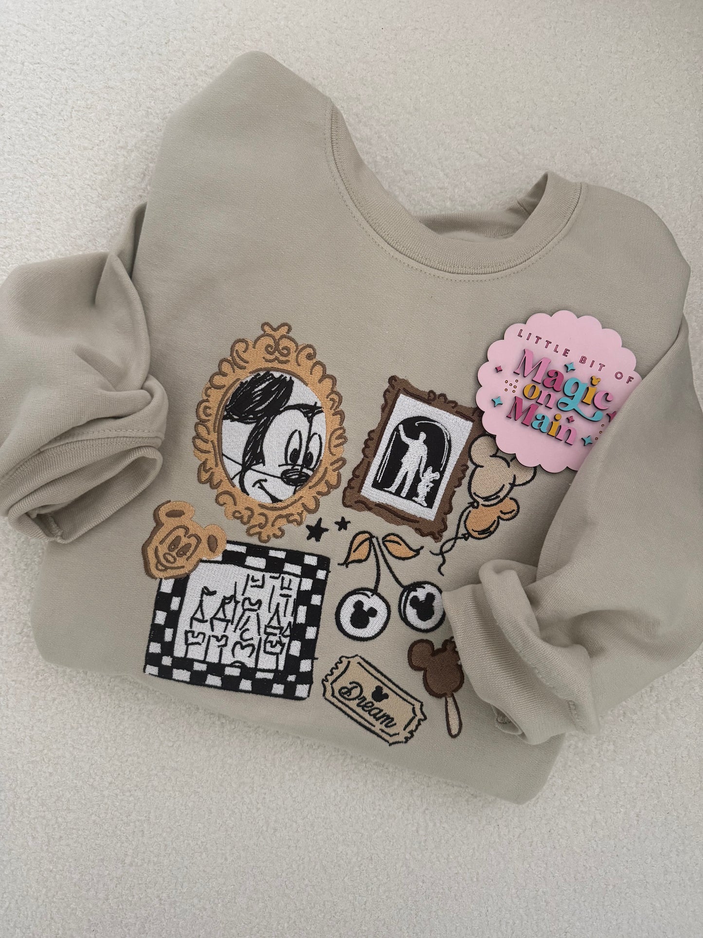 EMBROIDERED NEUTRAL MICKEY - ADULT SWEATSHIRT