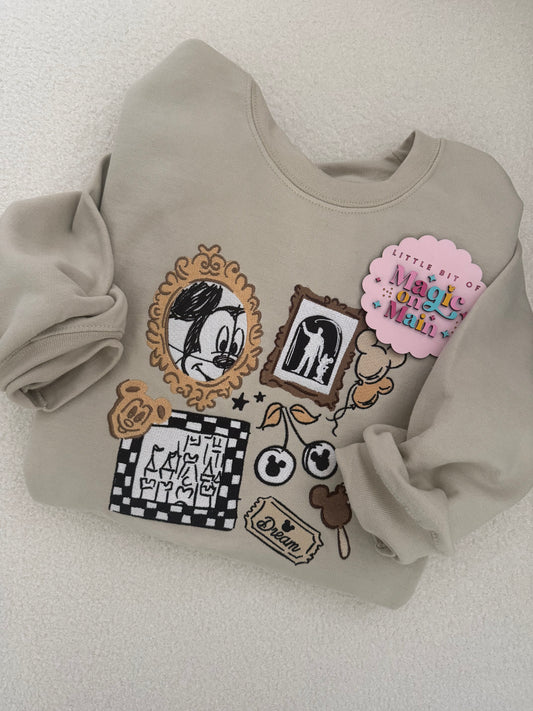 EMBROIDERED NEUTRAL MICKEY - ADULT SWEATSHIRT