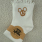 RTS EMBROIDERED MCKY PRETZEL RUFFLE SOCKS - WOMENS SIZE 5-9