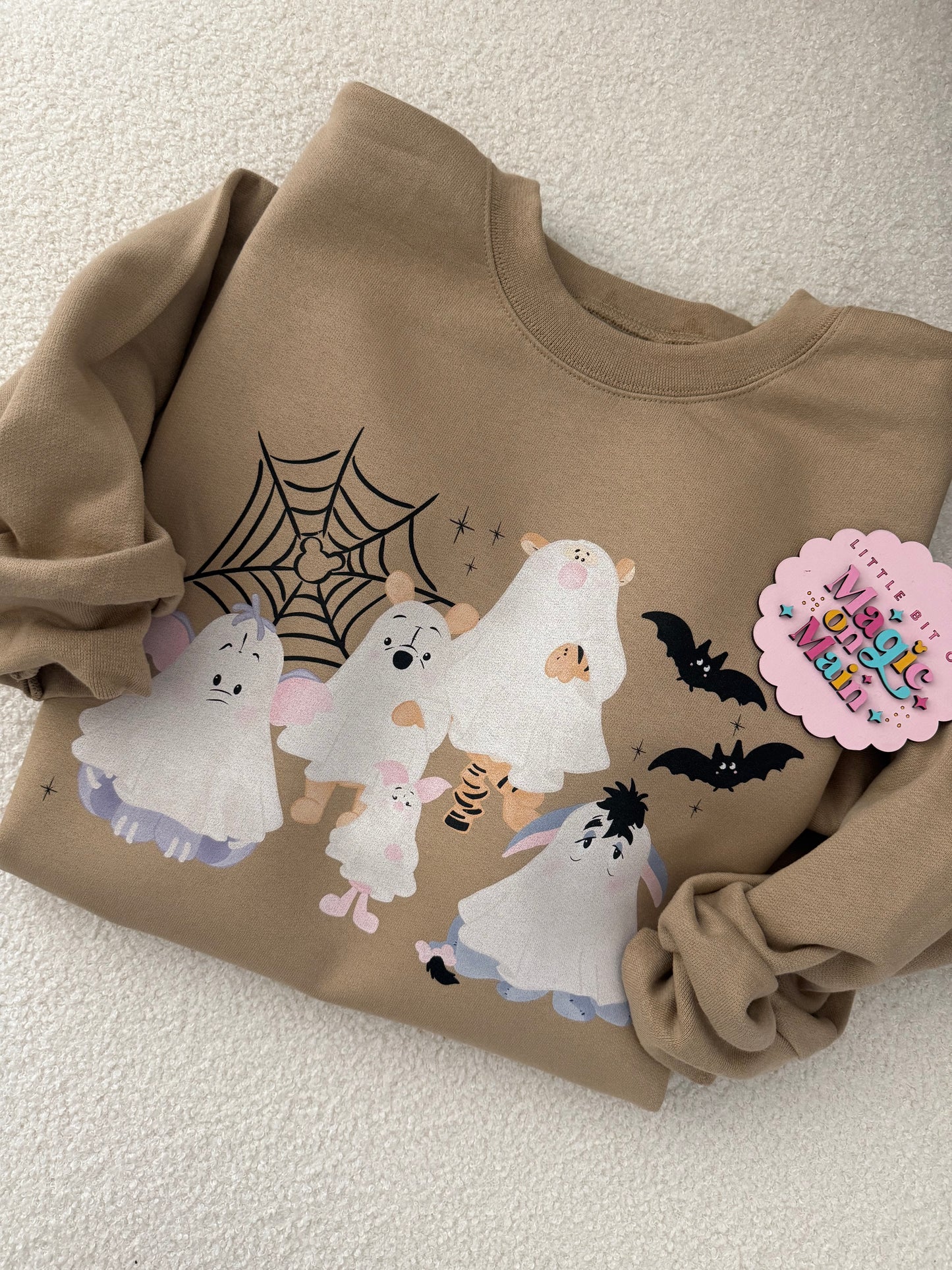 RTS PRINTED WINNIE THE BOO - SIZE L  - EXCLUSIVE TO MoM - HANES TAN SWEATSHIRT