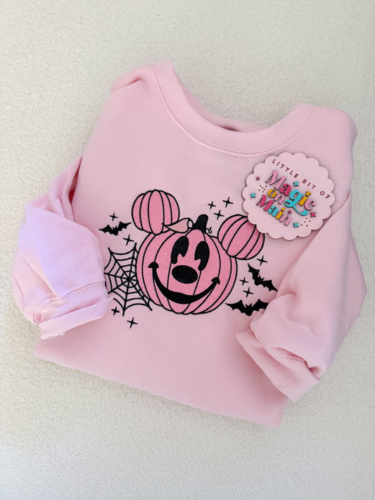 RTS EMBROIDERED PINK PUMKIN - SIZE S - PINK GILDAN SWEATSHIRT
