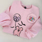 EMBROIDERED PINK MICKEY GHOST - ADULT SWEATSHIRT