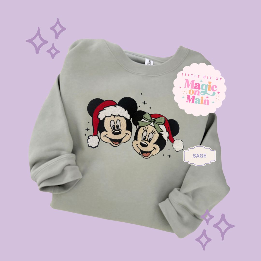 EMBROIDERED MICKEY & MINNIE CHRISTMAS - ADULT SWEATSHIRT