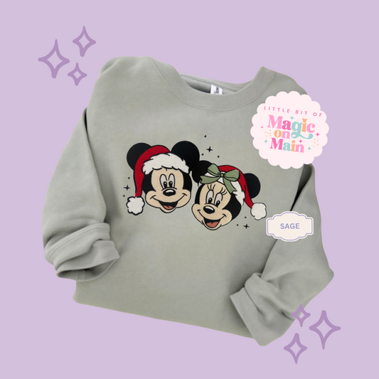 EMBROIDERED MICKEY & MINNIE CHRISTMAS - ADULT SWEATSHIRT