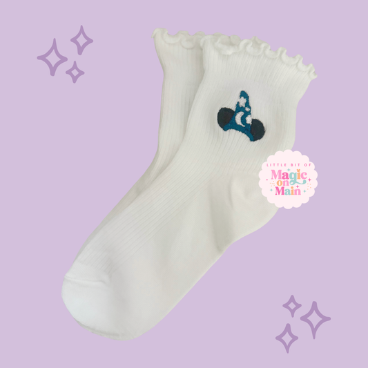 PREORDER - ANTICIPATED SHIP DATE FEB 1ST to 15TH- EMBROIDERED SORCERER HAT - WOMEN'S RUFFLE SOCKS (10022)