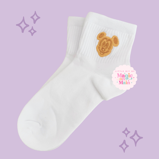 PREORDER - ANTICIPATED SHIP DATE FEB 1ST to 15TH - EMBROIDERED MKY WAFFLE - WOMEN'S CREW SOCKS (10025)