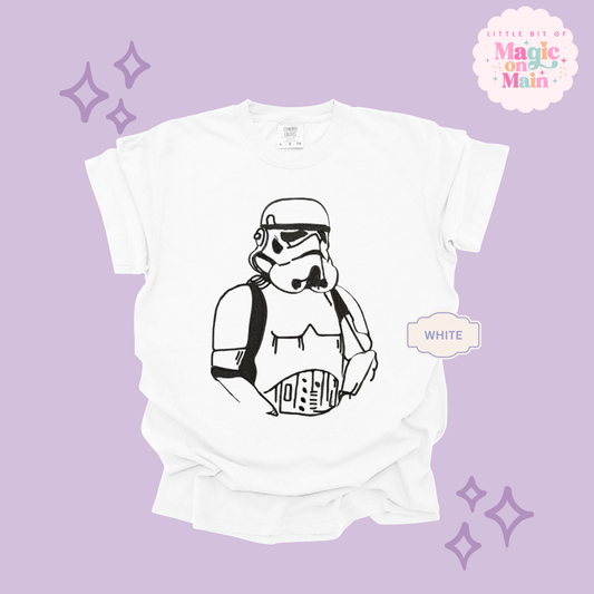 EMBROIDERED STRM TROOPER - OUTLINE ONLY - EXCLUSIVE COLLAB DESIGN - ADULT T-SHIRT