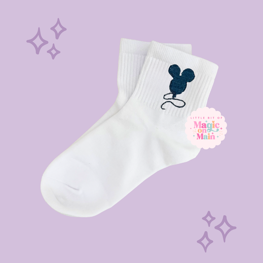 EMBROIDERED CHARCOAL BALLOON - WOMEN'S CREW SOCKS