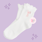 PREORDER - ANTICIPATED SHIP DATE  MARCH 1ST-15TH - EMBROIDERED PINK COQUETTE BOWS - WOMEN'S RUFFLE SOCKS (10019)