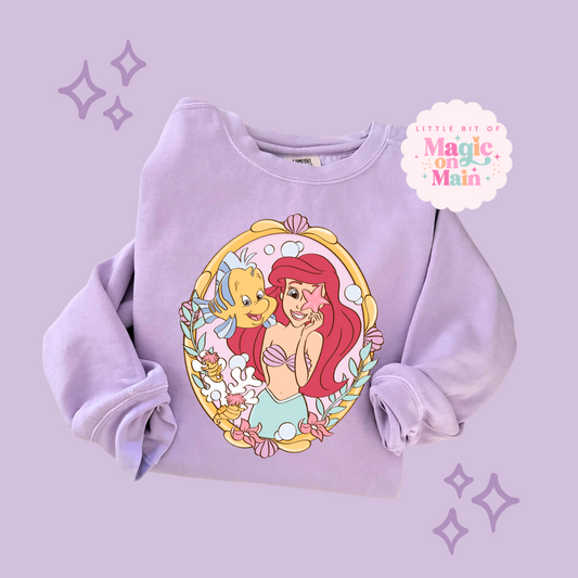 PRINTED MERMAID WITH FISH FRIEND - ADULT SWEATSHIRT